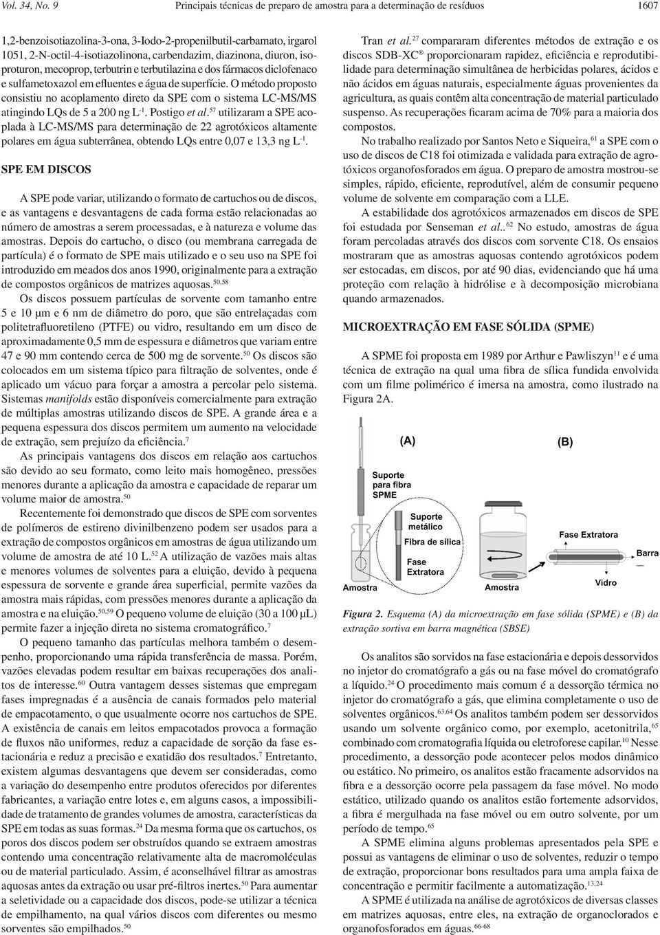 diazinona, diuron, isoproturon, mecoprop, terbutrin e terbutilazina e dos fármacos diclofenaco e sulfametoxazol em efluentes e água de superfície.