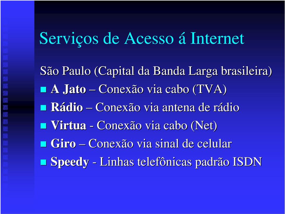 via antena de rádio Virtua - Conexão via cabo (Net) Giro