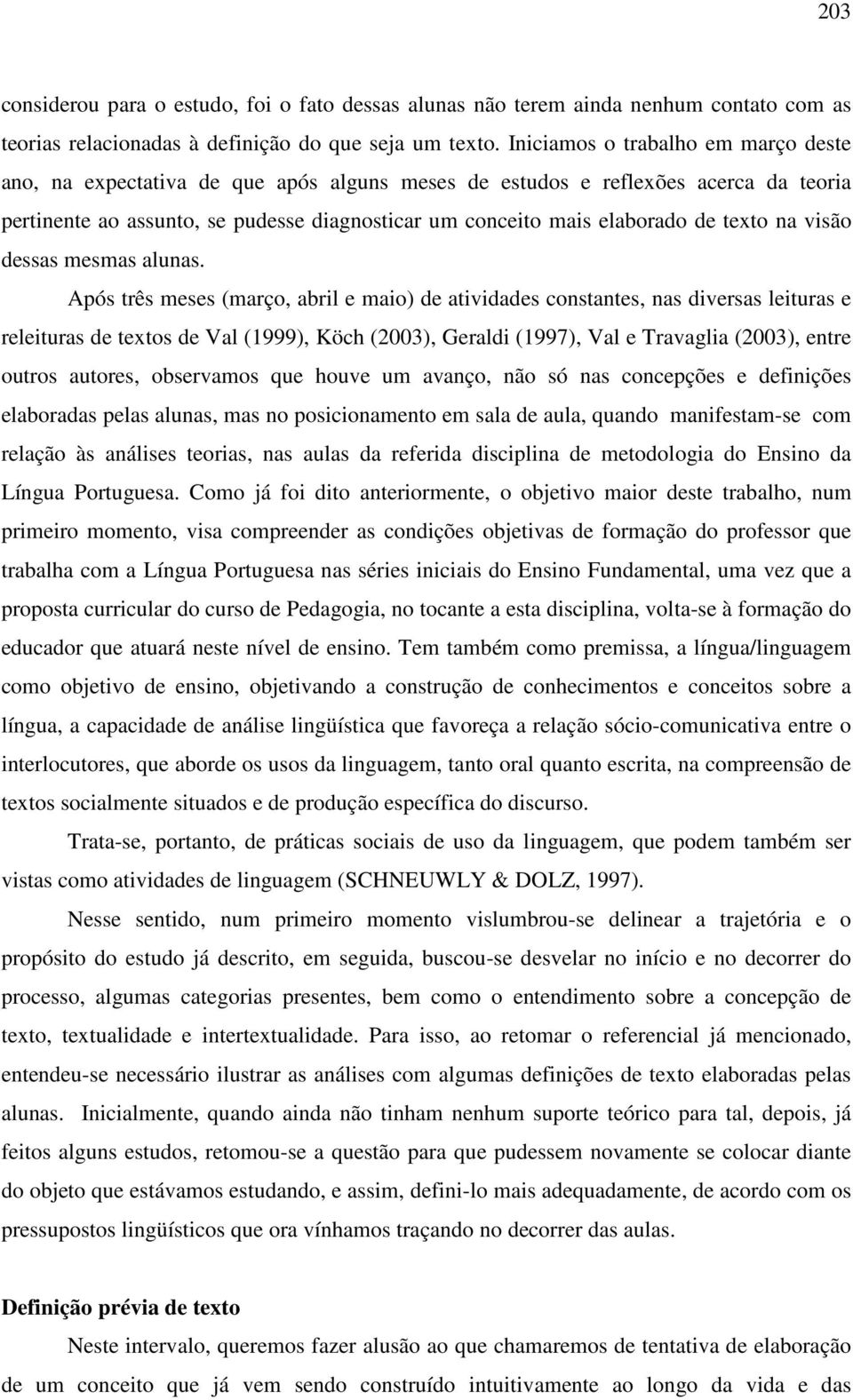 texto na visão dessas mesmas alunas.