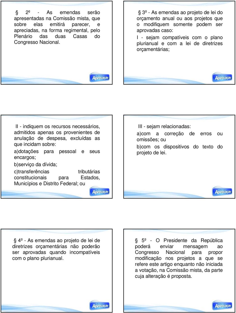 orçamentárias; II - indiquem os recursos necessários, admitidos apenas os provenientes de anulação de despesa, excluídas as que incidam sobre: a)dotações para pessoal e seus encargos; b)serviço da