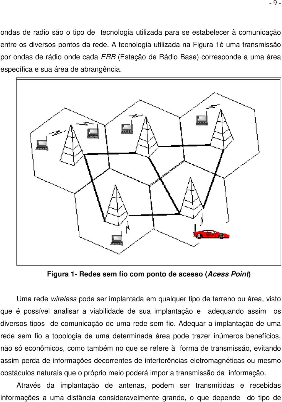 Figura 1- Redes sem fio com ponto de acesso (Acess Point) Uma rede wireless pode ser implantada em qualquer tipo de terreno ou área, visto que é possível analisar a viabilidade de sua implantação e