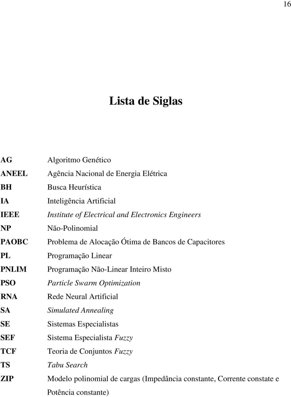 Programação Linear Programação Não-Linear Inteiro Misto Particle Swarm Optimization Rede Neural Artificial Simulated Annealing Sistemas Especialistas