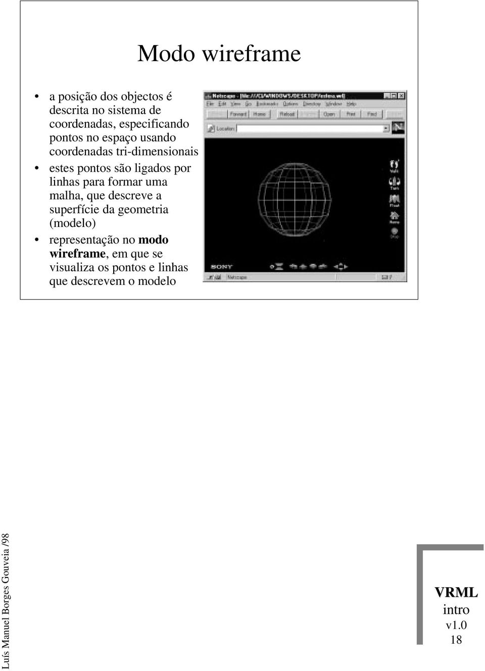 ligados por linhas para formar uma malha, que descreve a superfície da geometria