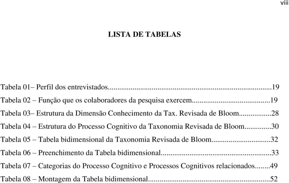 ..28 Tabela 04 Estrutura do Processo Cognitivo da Taxonomia Revisada de Bloom.