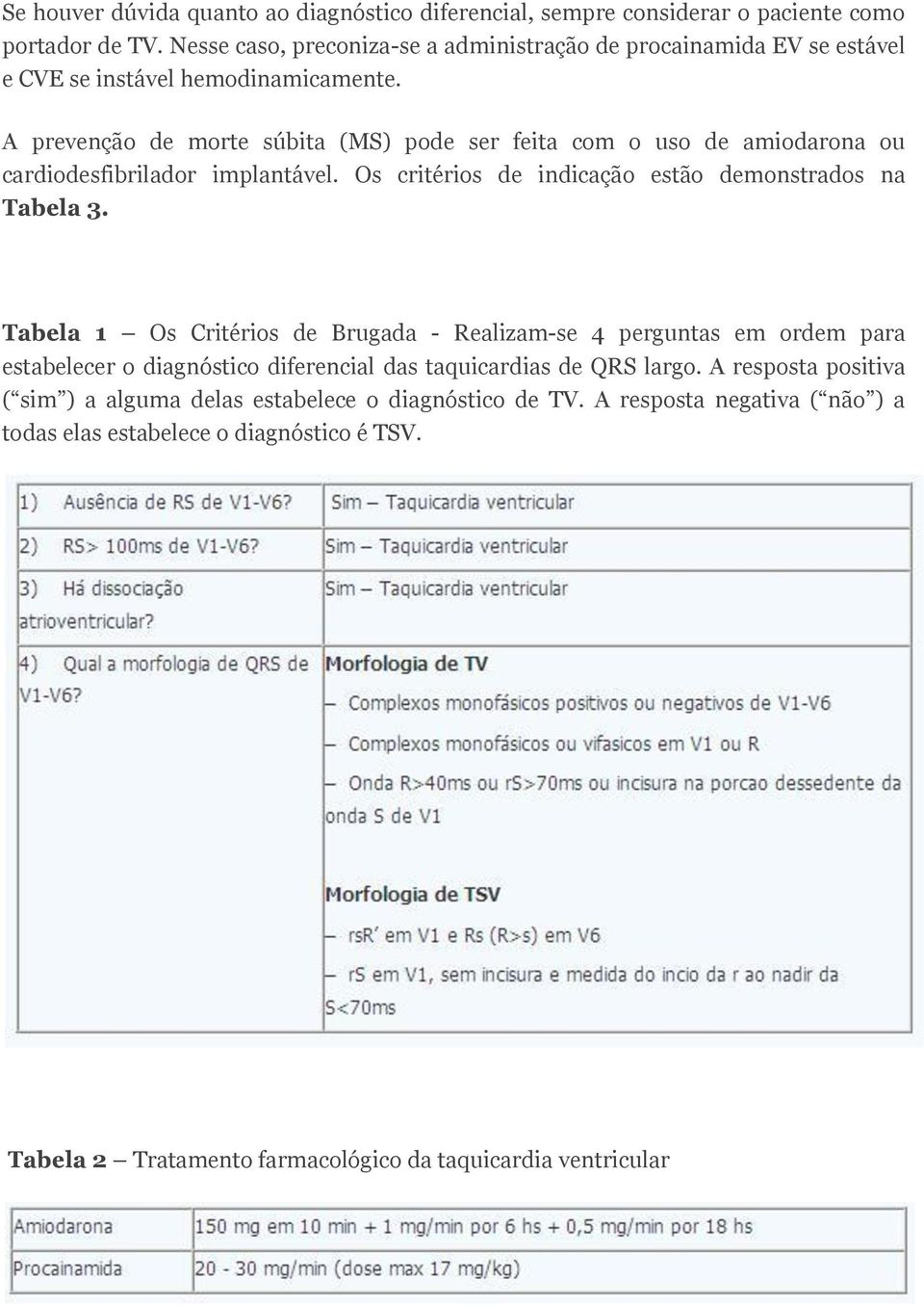 A prevenção de morte súbita (MS) pode ser feita com o uso de amiodarona ou cardiodesfibrilador implantável. Os critérios de indicação estão demonstrados na Tabela 3.