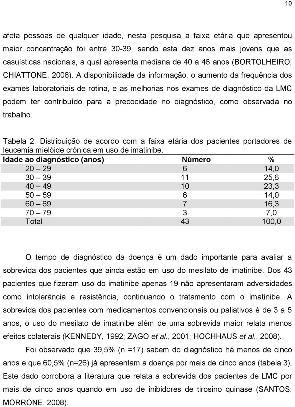 A disponibilidade da informação, o aumento da frequência dos exames laboratoriais de rotina, e as melhorias nos exames de diagnóstico da LMC podem ter contribuído para a precocidade no diagnóstico,