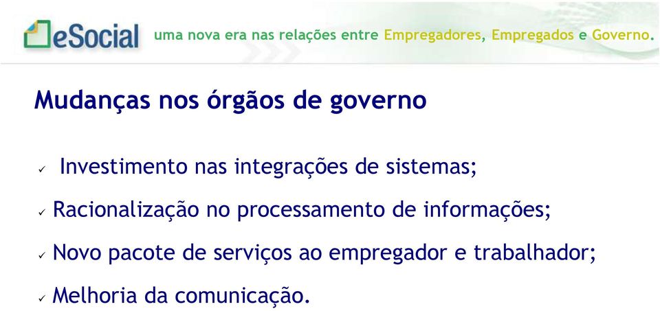 processamento de informações; Novo pacote de