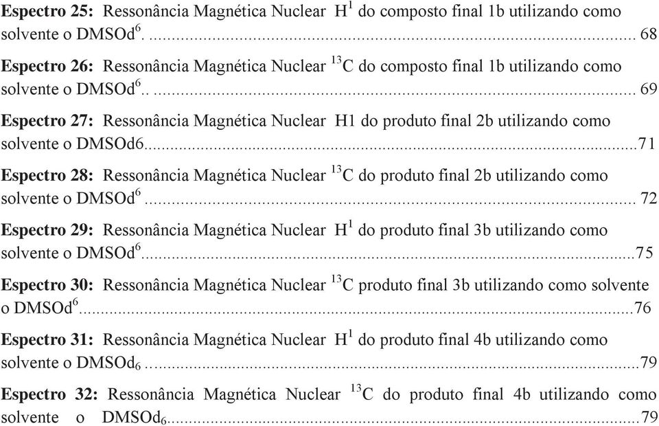 .... 69 Espectro 27: Ressonância Magnética Nuclear H1 do produto final 2b utilizando como solvente o DMSOd6.