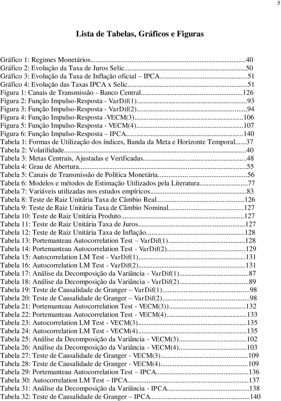 ..93 Figura 3: Função Impulso-Resposta - VarDif(2)...94 Figura 4: Função Impulso-Resposta -VECM(3)...106 Figura 5: Função Impulso-Resposta - VECM(4)...107 Figura 6: Função Impulso-Resposta IPCA.