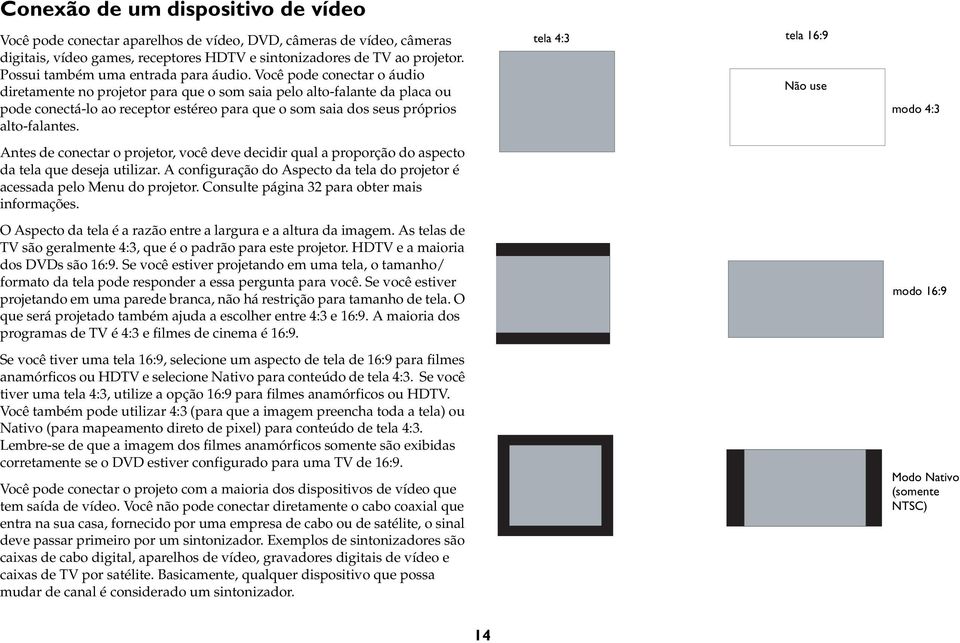 Você pode conectar o áudio diretamente no projetor para que o som saia pelo alto-falante da placa ou pode conectá-lo ao receptor estéreo para que o som saia dos seus próprios alto-falantes.