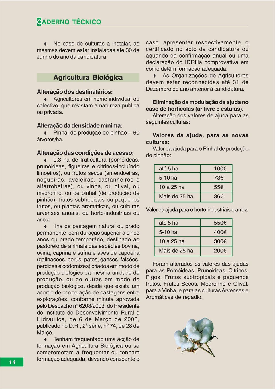 Alteração da densidade mínima: Pinhal de produção de pinhão 60 árvores/ha.