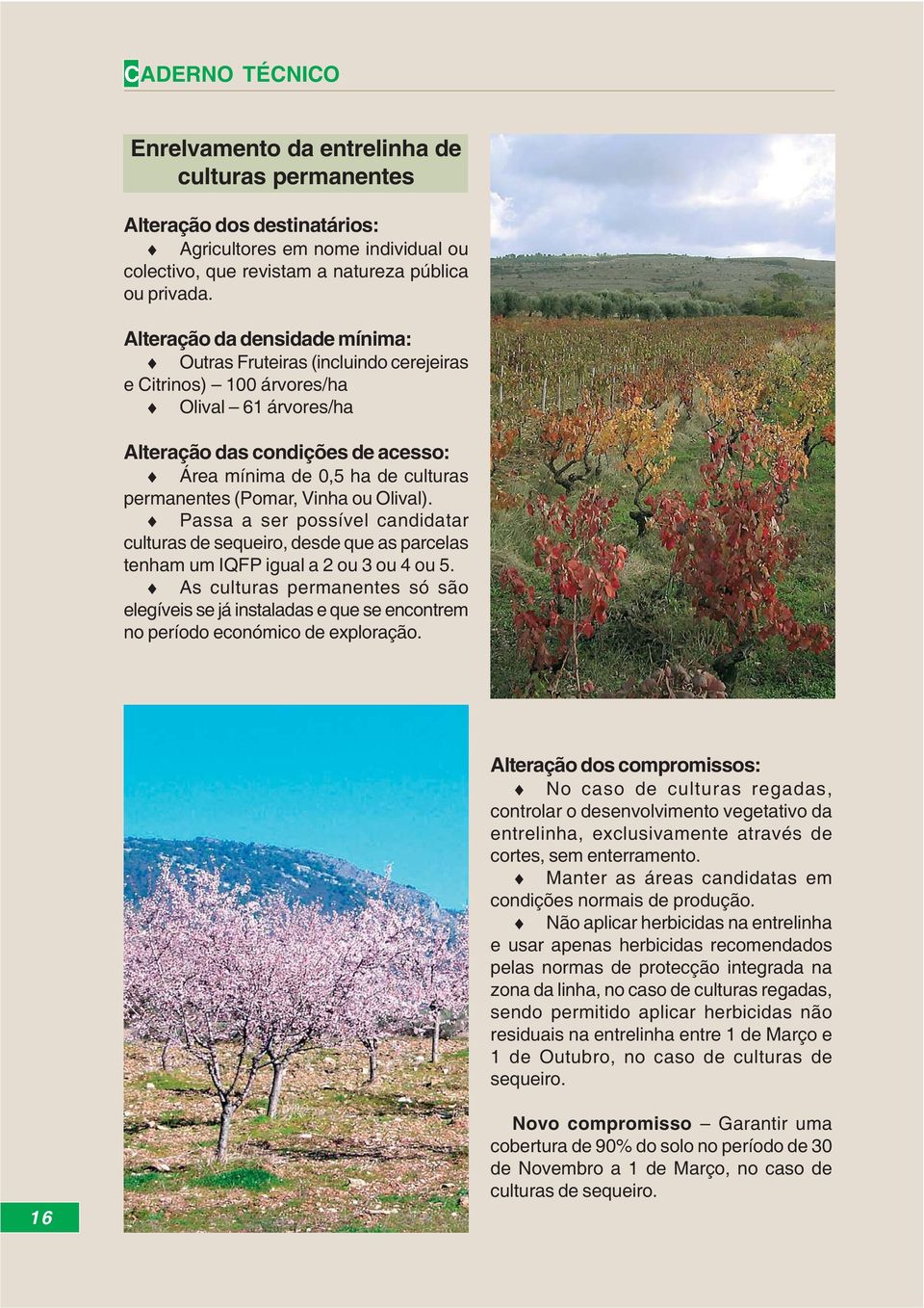 (Pomar, Vinha ou Olival). Passa a ser possível candidatar culturas de sequeiro, desde que as parcelas tenham um IQFP igual a 2 ou 3 ou 4 ou 5.