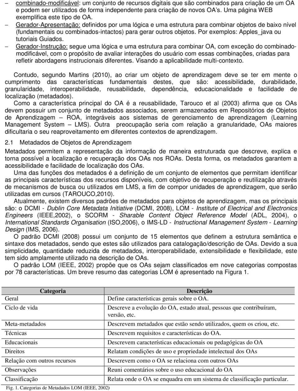 Gerador-Apresentação: definidos por uma lógica e uma estrutura para combinar objetos de baixo nível (fundamentais ou combinados-intactos) para gerar outros objetos.