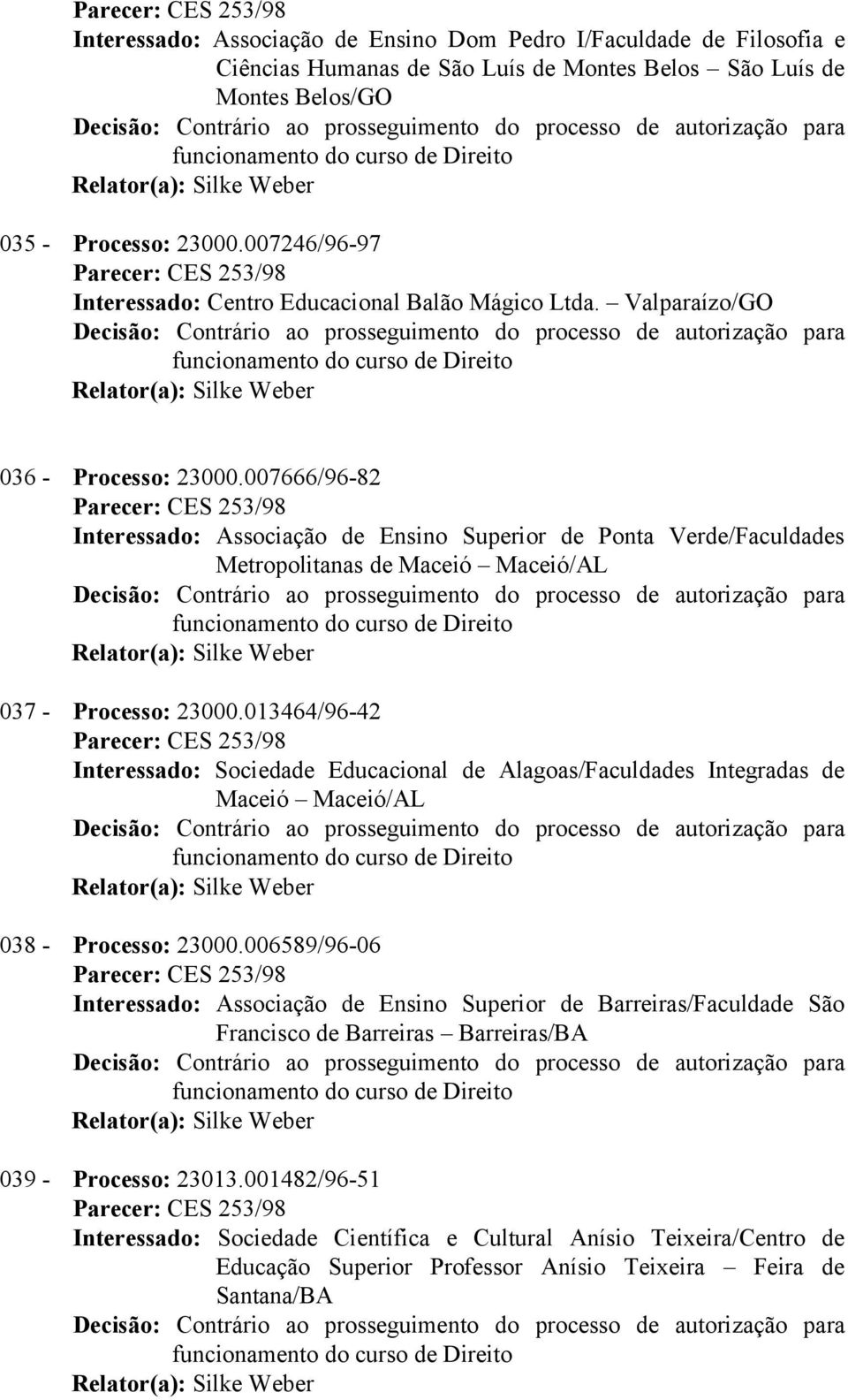 007666/96-82 Interessado: Associação de Ensino Superior de Ponta Verde/Faculdades Metropolitanas de Maceió Maceió/AL 037 - Processo: 23000.