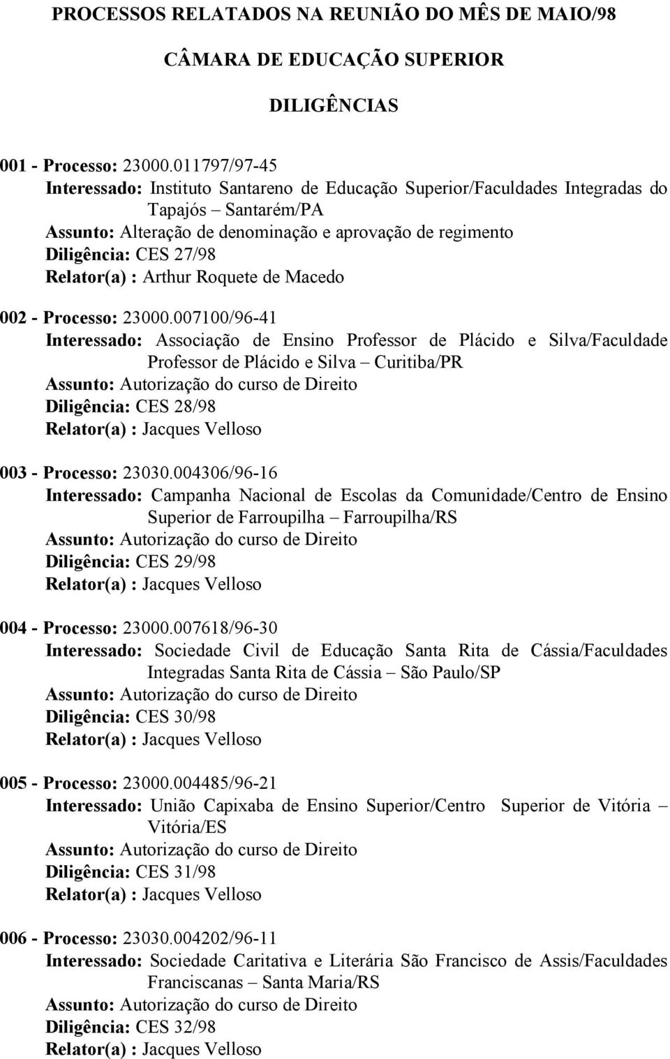 Relator(a) : Arthur Roquete de Macedo 002 - Processo: 23000.