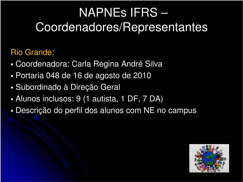 agosto de 2010 Subordinado à Direção Geral Alunos inclusos: 9