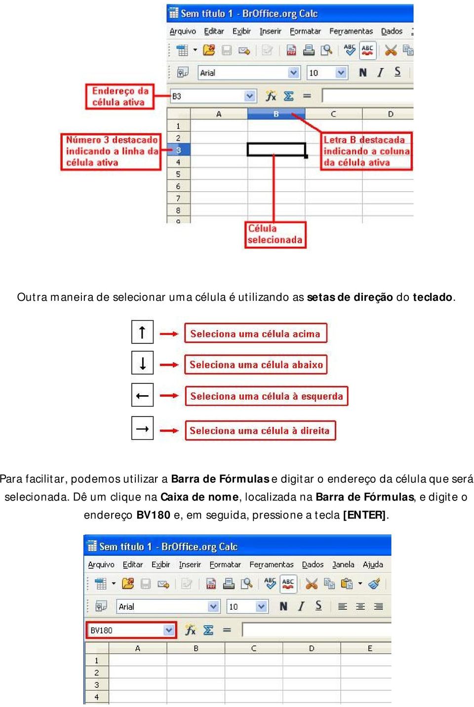 Para facilitar, podemos utilizar a Barra de Fórmulas e digitar o endereço da