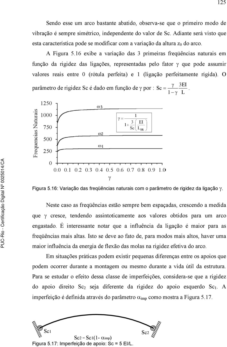 16 exibe a variação das 3 primeiras freqüências naturais em função da rigidez das ligações, representadas pelo fator que pode assumir valores reais entre (rótula perfeita) e 1 (ligação perfeitamente