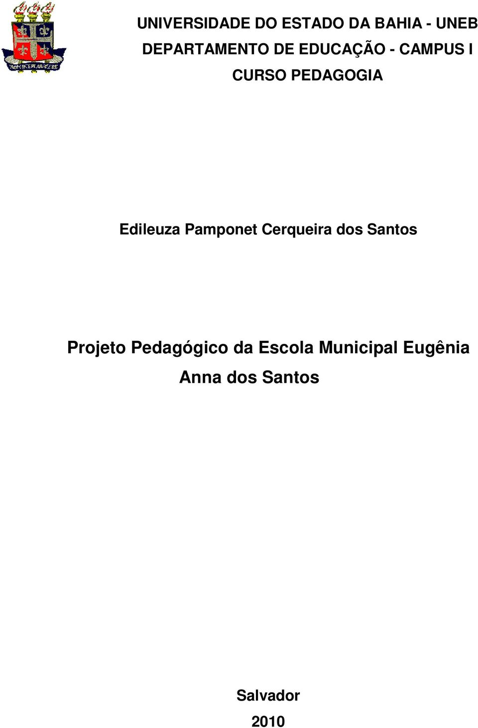 Pamponet Cerqueira dos Santos Projeto Pedagógico da