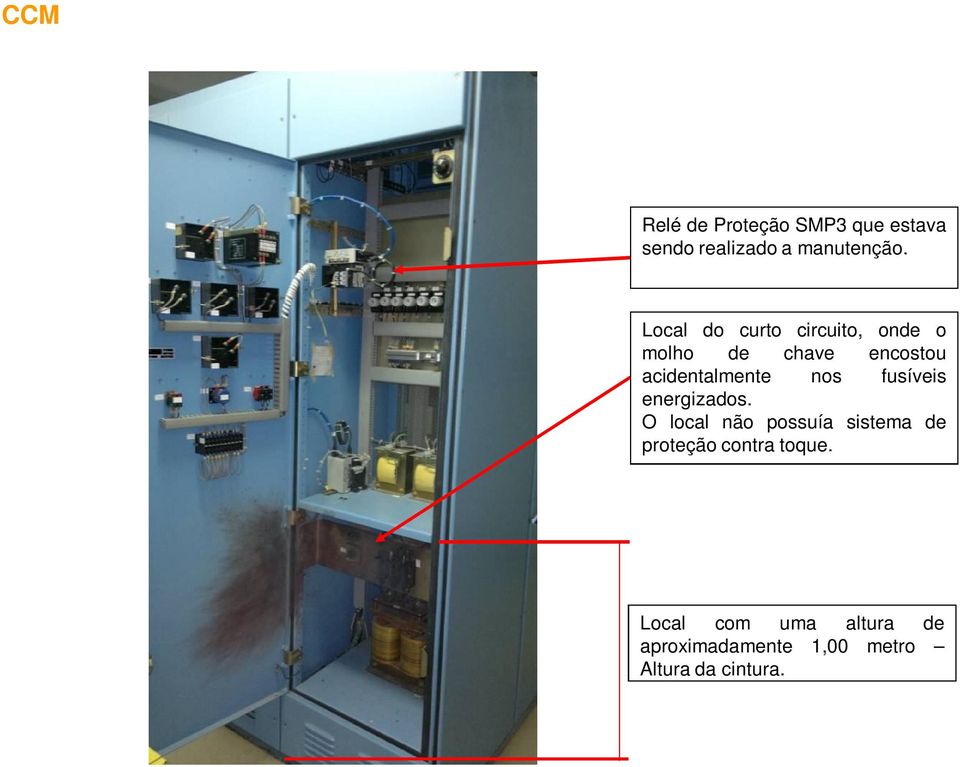nos fusíveis energizados.