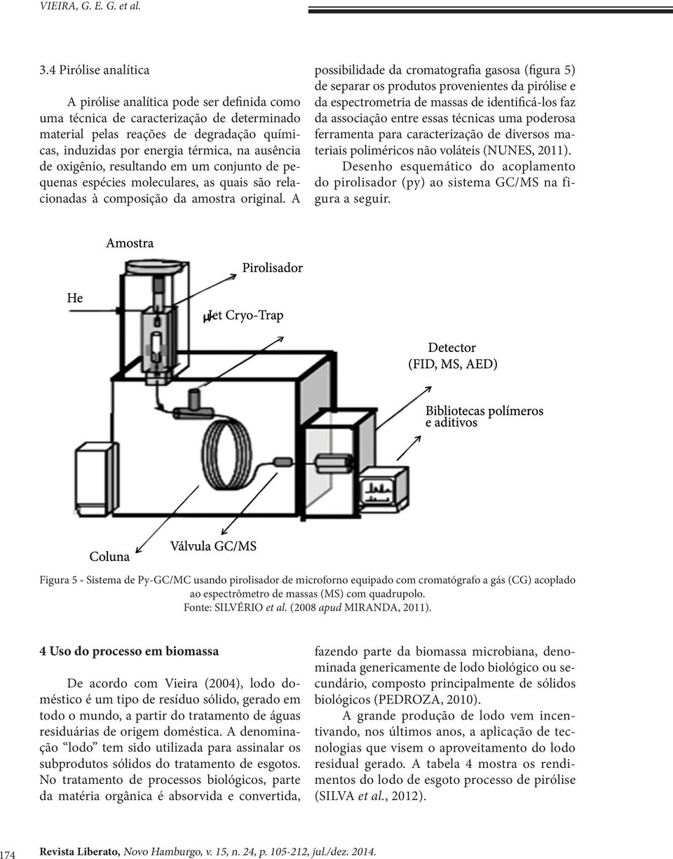 ausência de oxigênio, resultando em um conjunto de pequenas espécies moleculares, as quais são relacionadas à composição da amostra original.