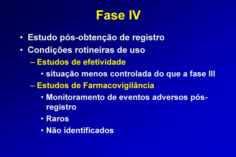 controlada do que a fase III Estudos de Farmacovigilância