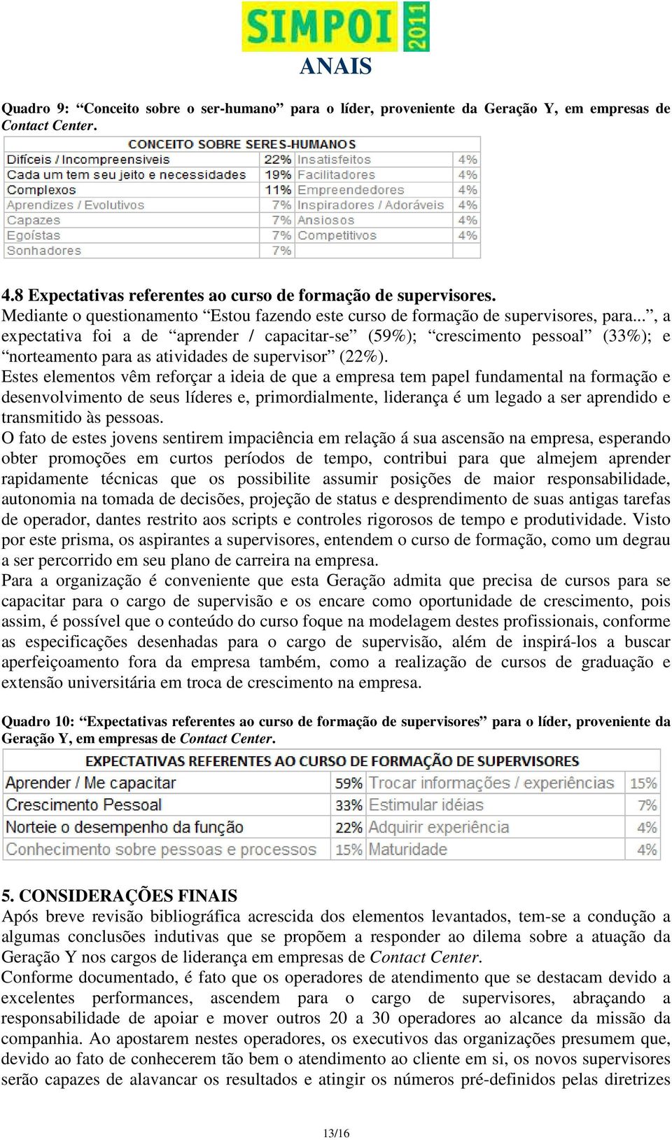 .., a expectativa foi a de aprender / capacitar-se (59%); crescimento pessoal (33%); e norteamento para as atividades de supervisor (22%).