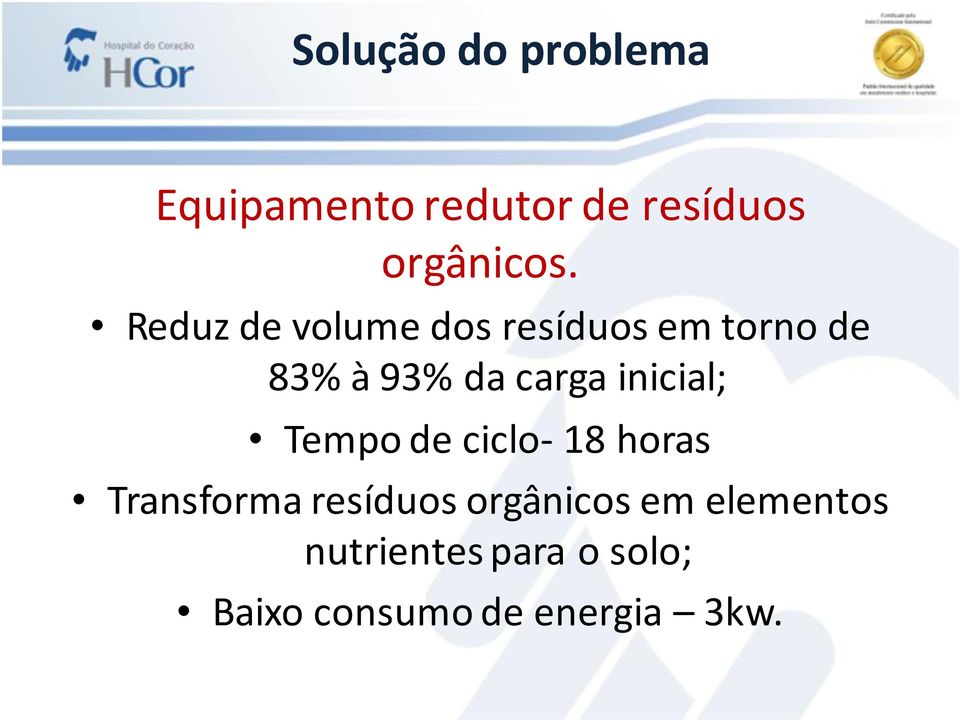 inicial; Tempo de ciclo-18 horas Transforma resíduos orgânicos