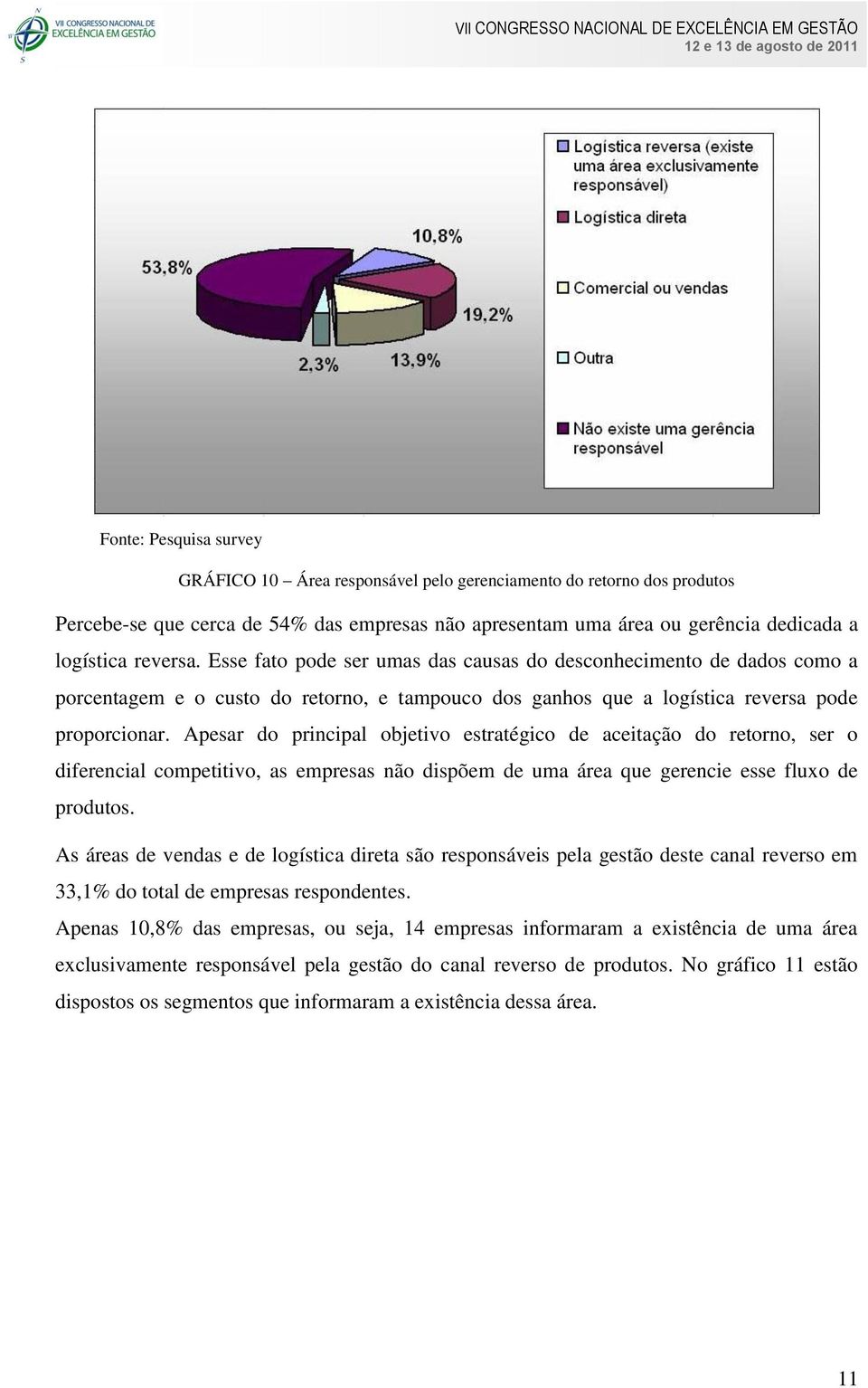 Apesar do principal objetivo estratégico de aceitação do retorno, ser o diferencial competitivo, as empresas não dispõem de uma área que gerencie esse fluxo de produtos.