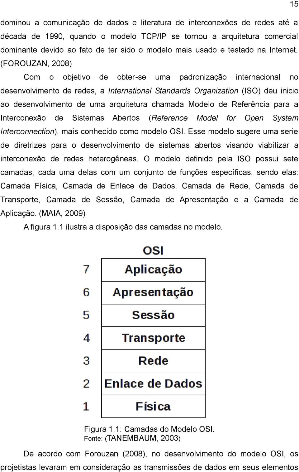 (FOROUZAN, 2008) Com o objetivo de obter-se uma padronização internacional no desenvolvimento de redes, a International Standards Organization (ISO) deu inicio ao desenvolvimento de uma arquitetura