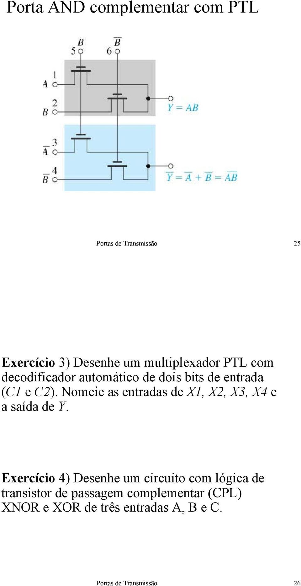 Nomeie as entradas de X1, X2, X3, X4 e a saída de Y.