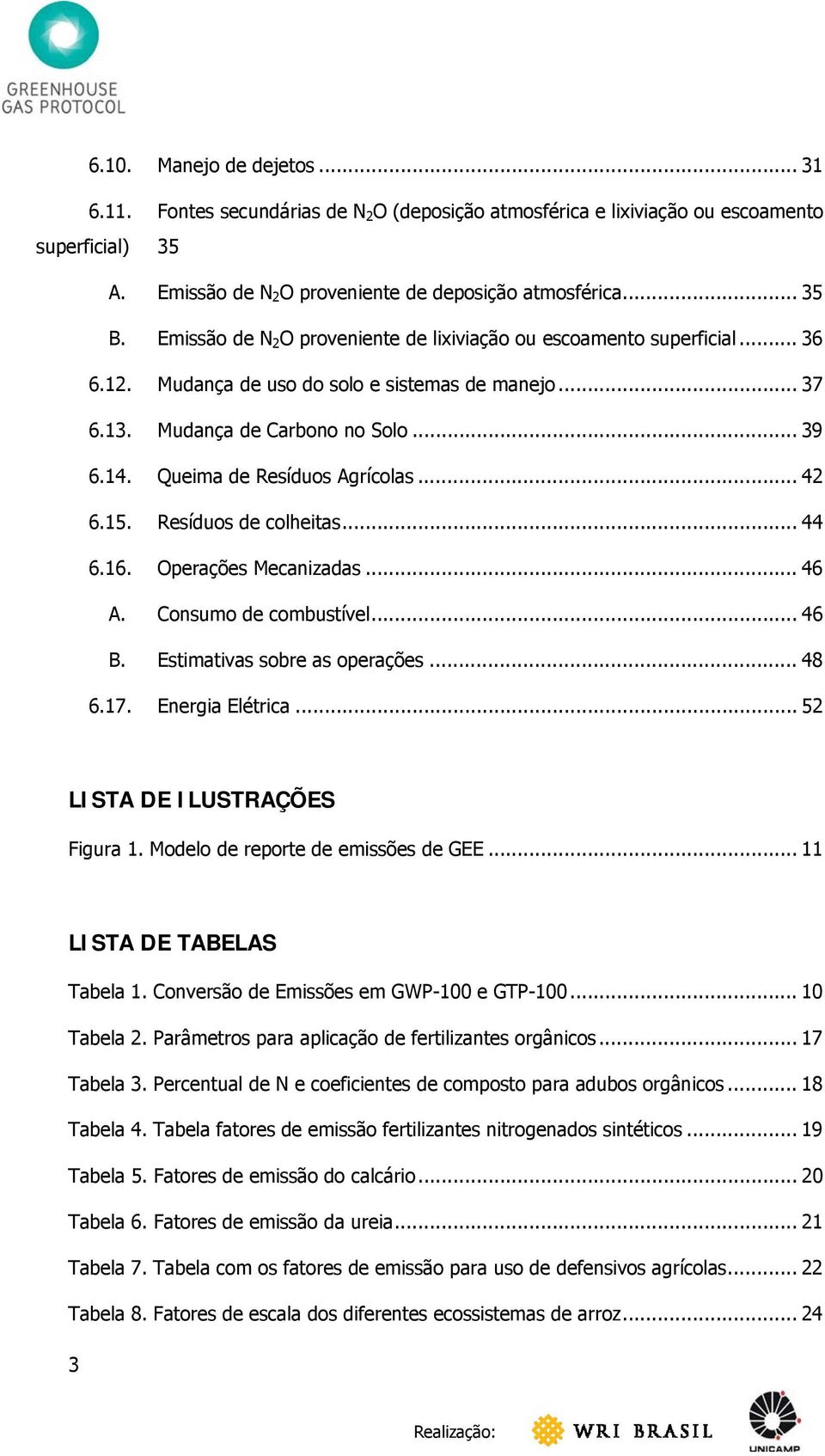 Queima de Resíduos Agrícolas... 42 6.15. Resíduos de colheitas... 44 6.16. Operações Mecanizadas... 46 A. Consumo de combustível... 46 B. Estimativas sobre as operações... 48 6.17. Energia Elétrica.