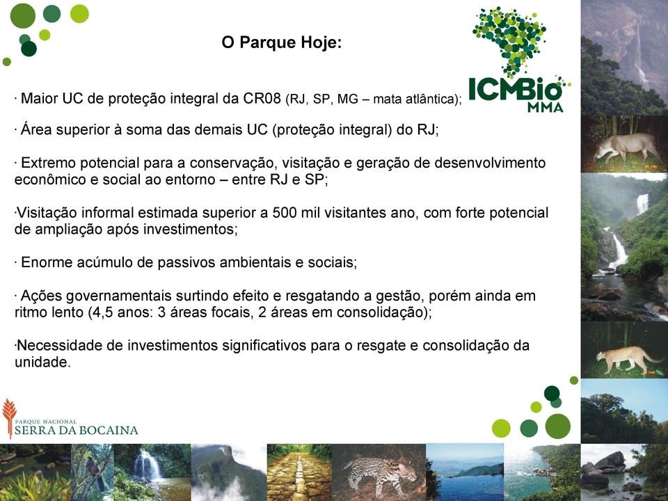 ano, com forte potencial de ampliação após investimentos; Enorme acúmulo de passivos ambientais e sociais; Ações governamentais surtindo efeito e resgatando a