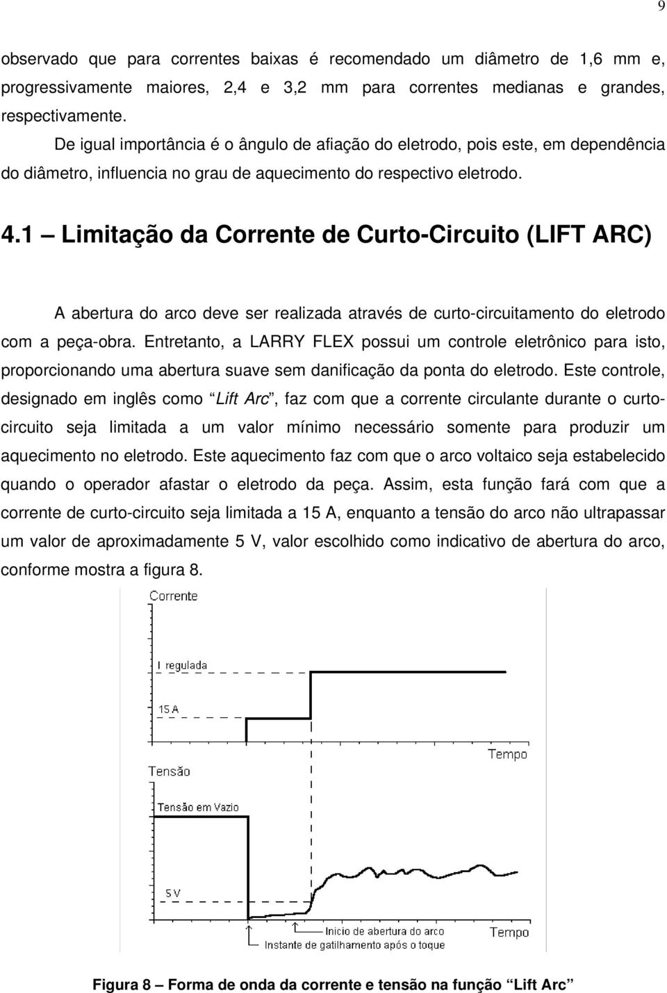 1 Limitação da Corrente de Curto-Circuito (LIFT ARC) A abertura do arco deve ser realizada através de curto-circuitamento do eletrodo com a peça-obra.