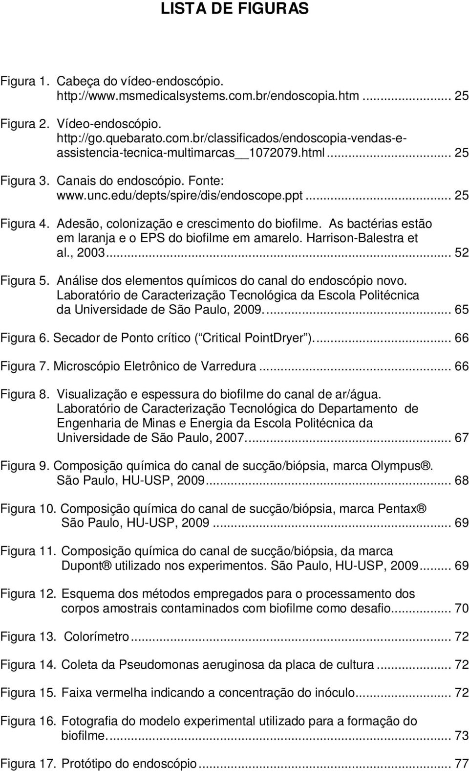 As bactérias estão em laranja e o EPS do biofilme em amarelo. Harrison-Balestra et al., 2003... 52 Figura 5. Análise dos elementos químicos do canal do endoscópio novo.