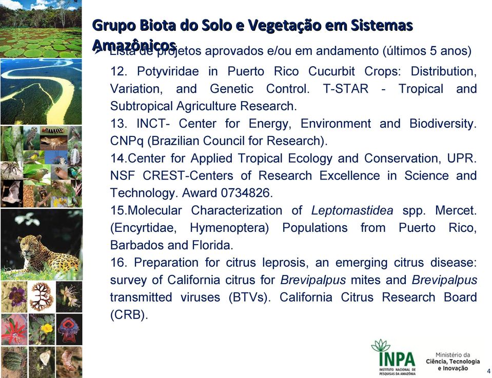 Center for Applied Tropical Ecology and Conservation, UPR. NSF CREST-Centers of Research Excellence in Science and Technology. Award 0734826. 15.Molecular Characterization of Leptomastidea spp.