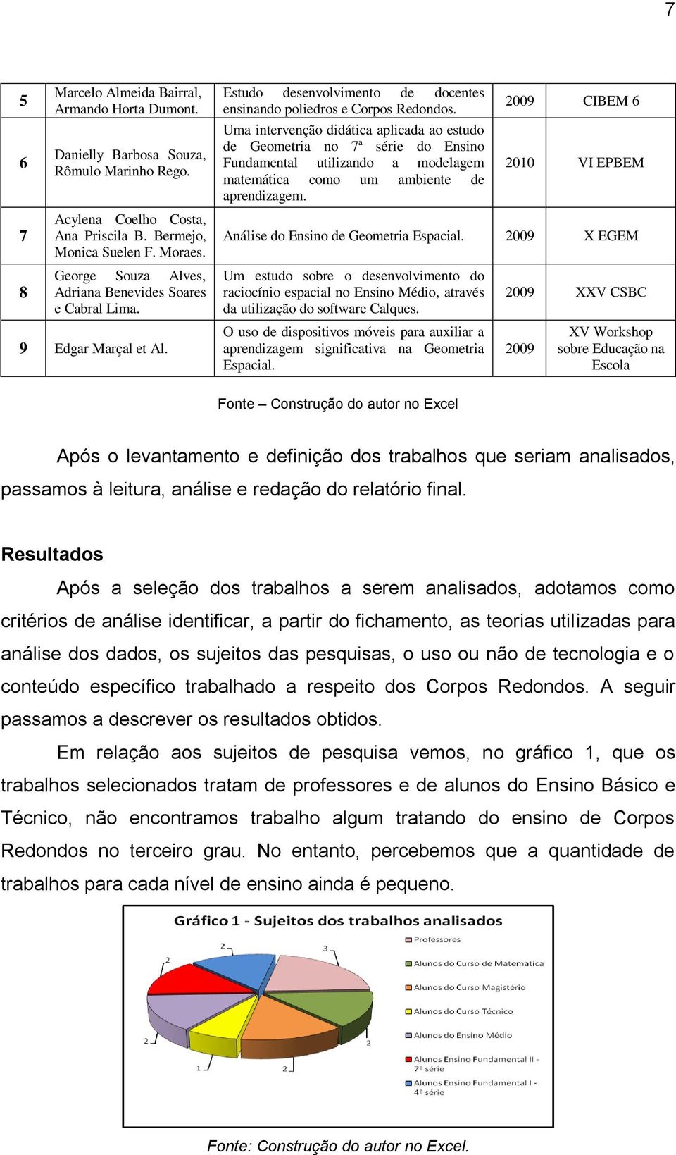 Uma intervenção didática aplicada ao estudo de Geometria no 7ª série do Ensino Fundamental utilizando a modelagem matemática como um ambiente de aprendizagem.