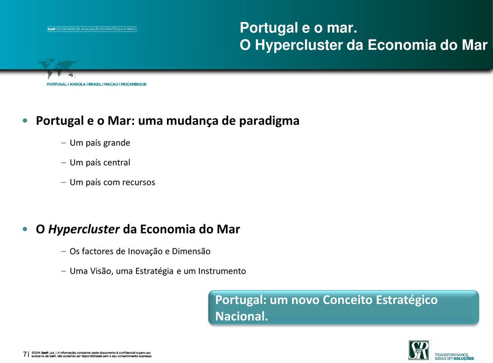 mudança de paradigma Um país grande Um país central Um país com recursos O