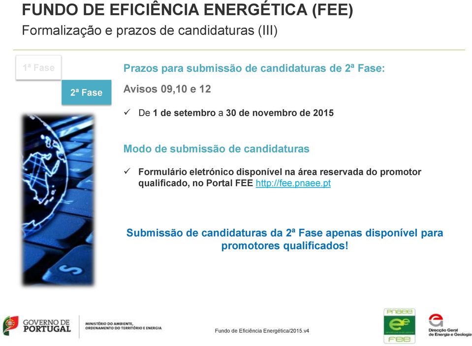 Modo de submissão de candidaturas Formulário eletrónico disponível na área reservada do promotor