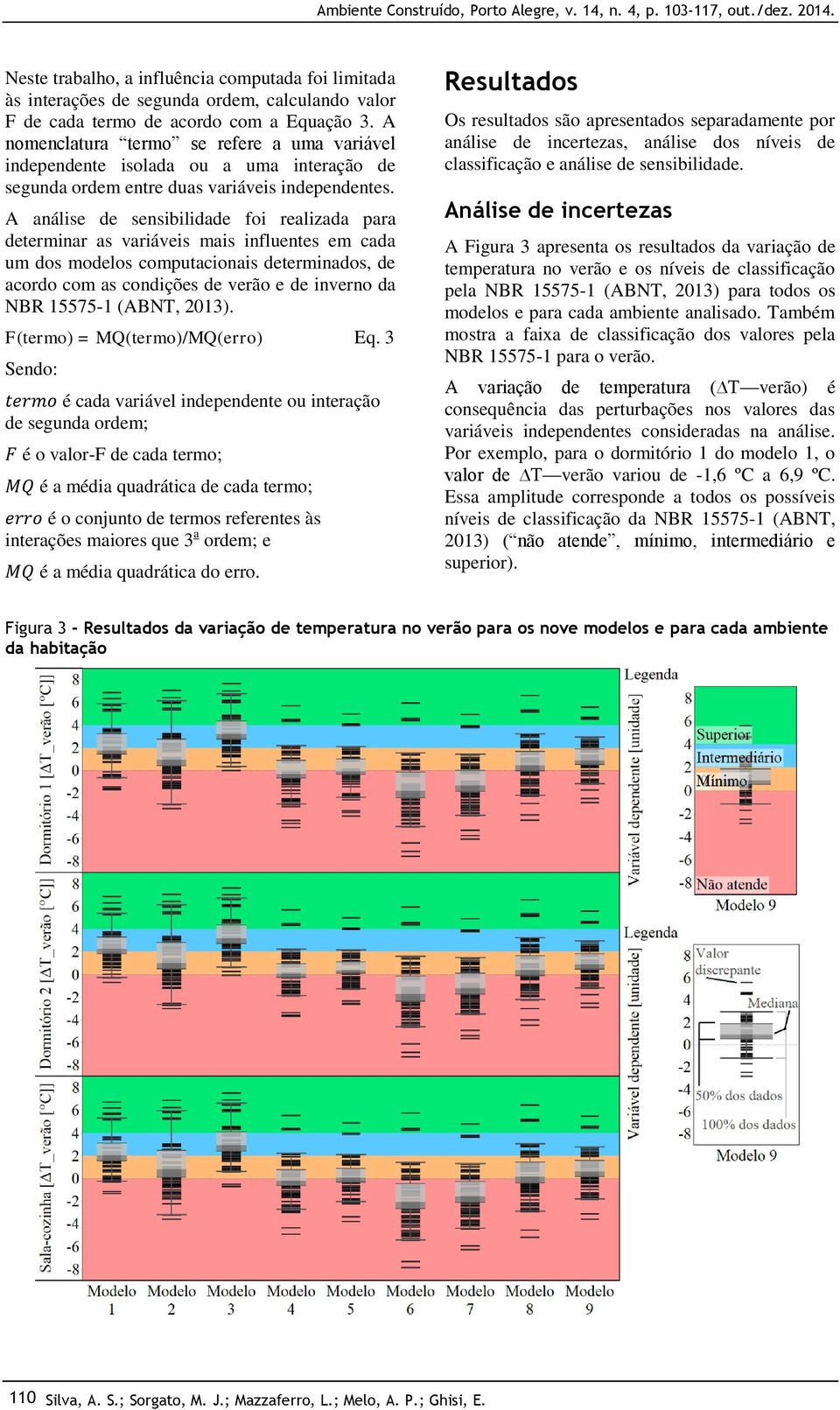 A análise de sensibilidade foi realizada para determinar as variáveis mais influentes em cada um dos modelos computacionais determinados, de acordo com as condições de verão e de inverno da NBR