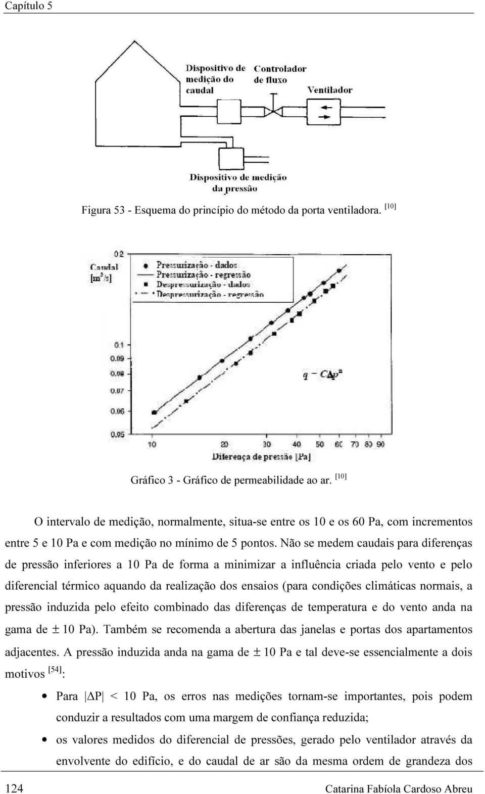 Não se medem caudais para diferenças de pressão inferiores a 10 Pa de forma a minimizar a influência criada pelo vento e pelo diferencial térmico aquando da realização dos ensaios (para condições