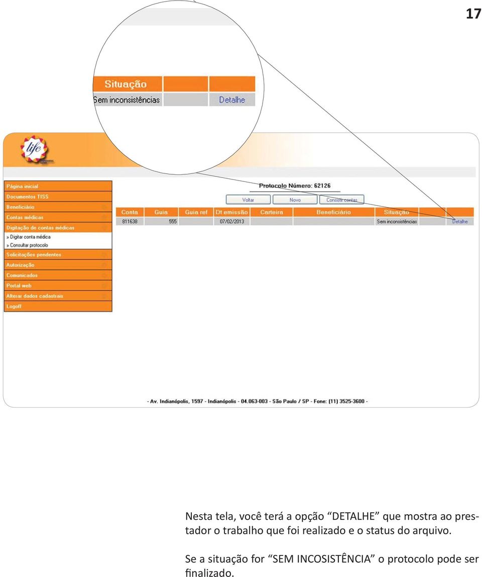 realizado e o status do arquivo.