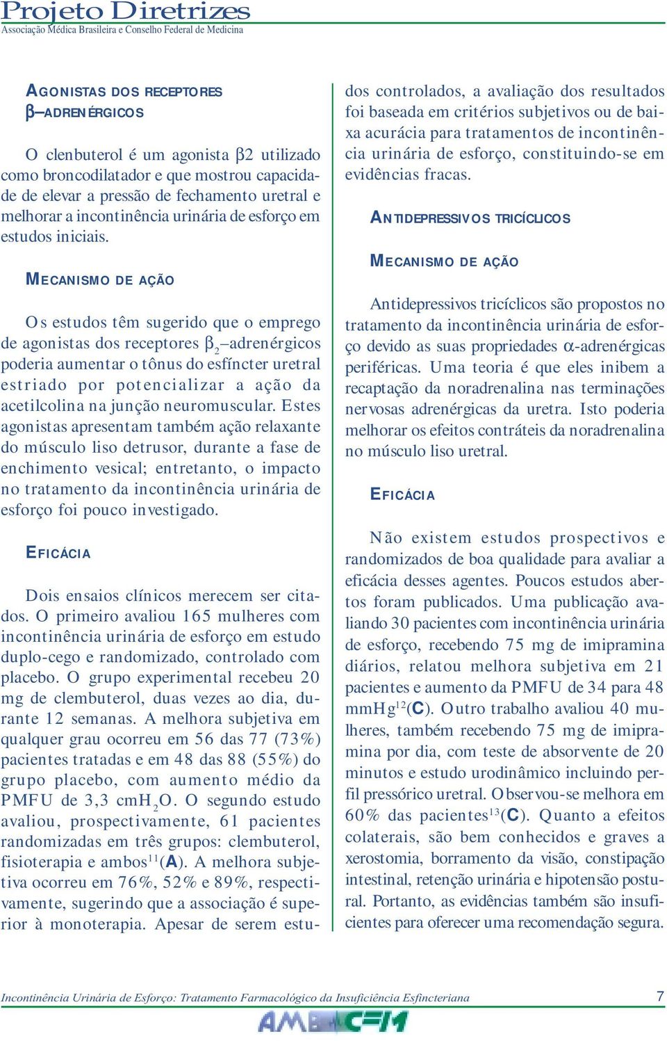 MECANISMO DE AÇÃO Os estudos têm sugerido que o emprego de agonistas dos receptores β 2 adrenérgicos poderia aumentar o tônus do esfíncter uretral estriado por potencializar a ação da acetilcolina na