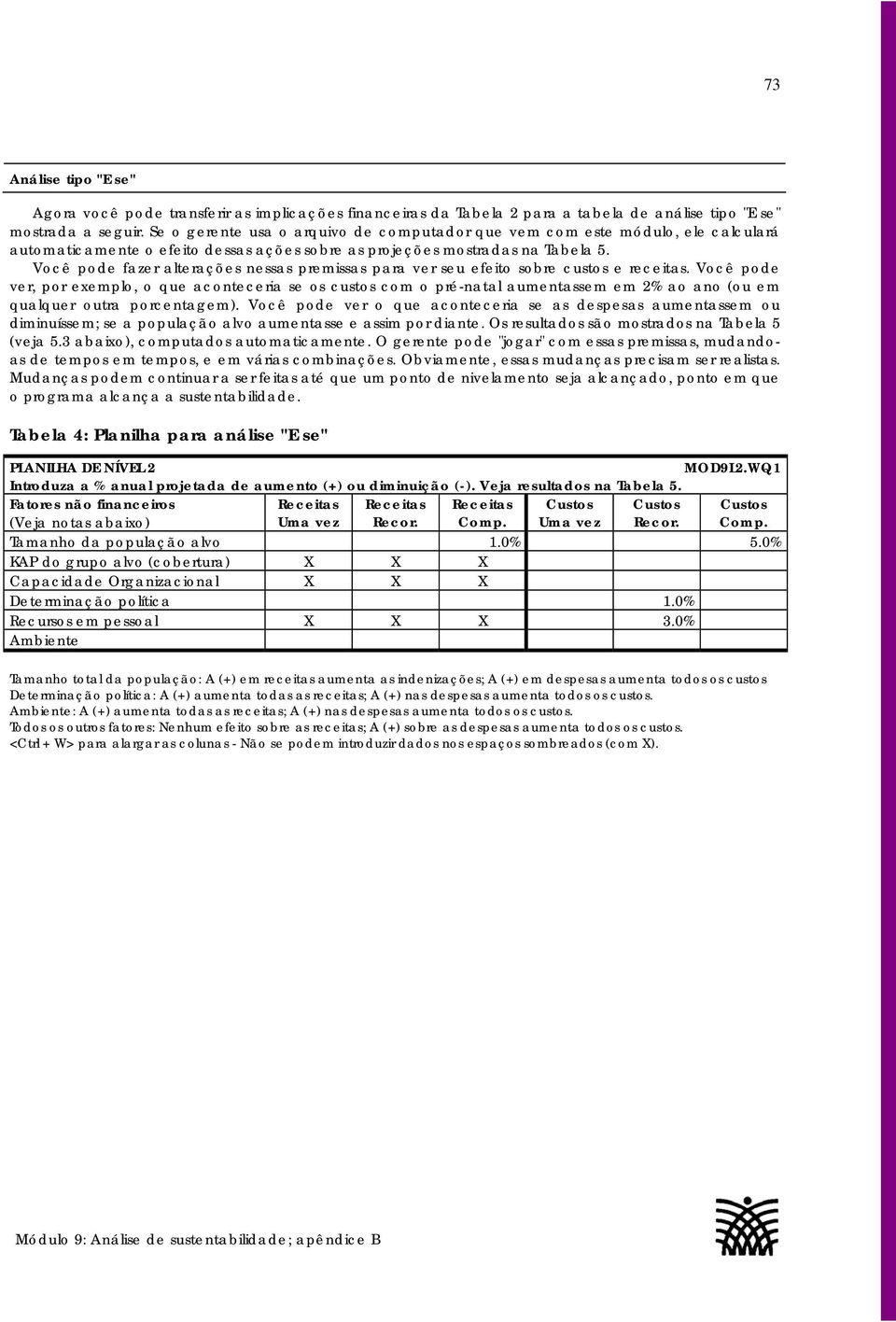 pode ver, por exemplo, o que aconteceria se os custos com o pré-natal aumentassem em 2% ao ano (ou em qualquer outra porcentagem) Você pode ver o que aconteceria se as despesas aumentassem ou