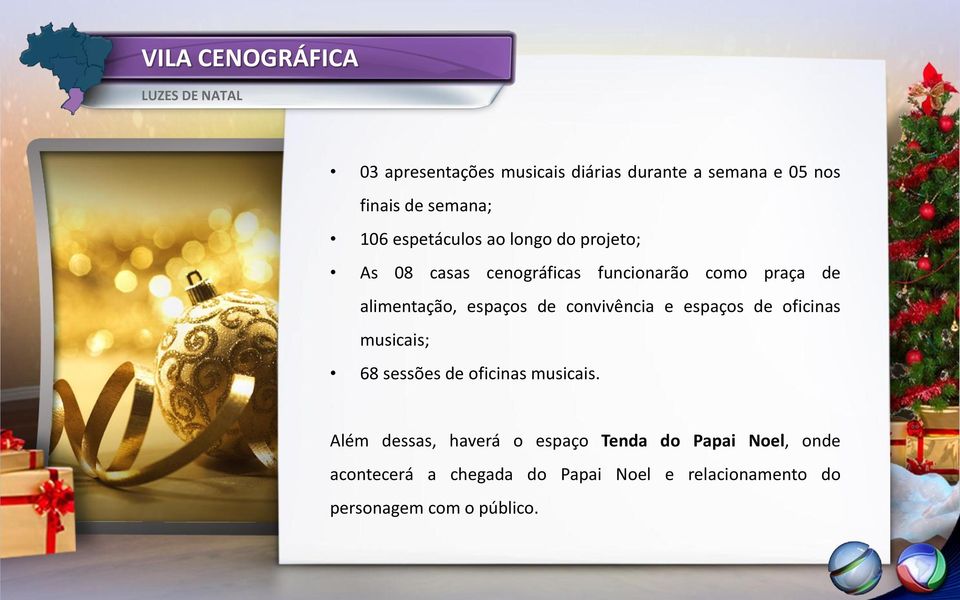 de convivência e espaços de oficinas musicais; 68 sessões de oficinas musicais.