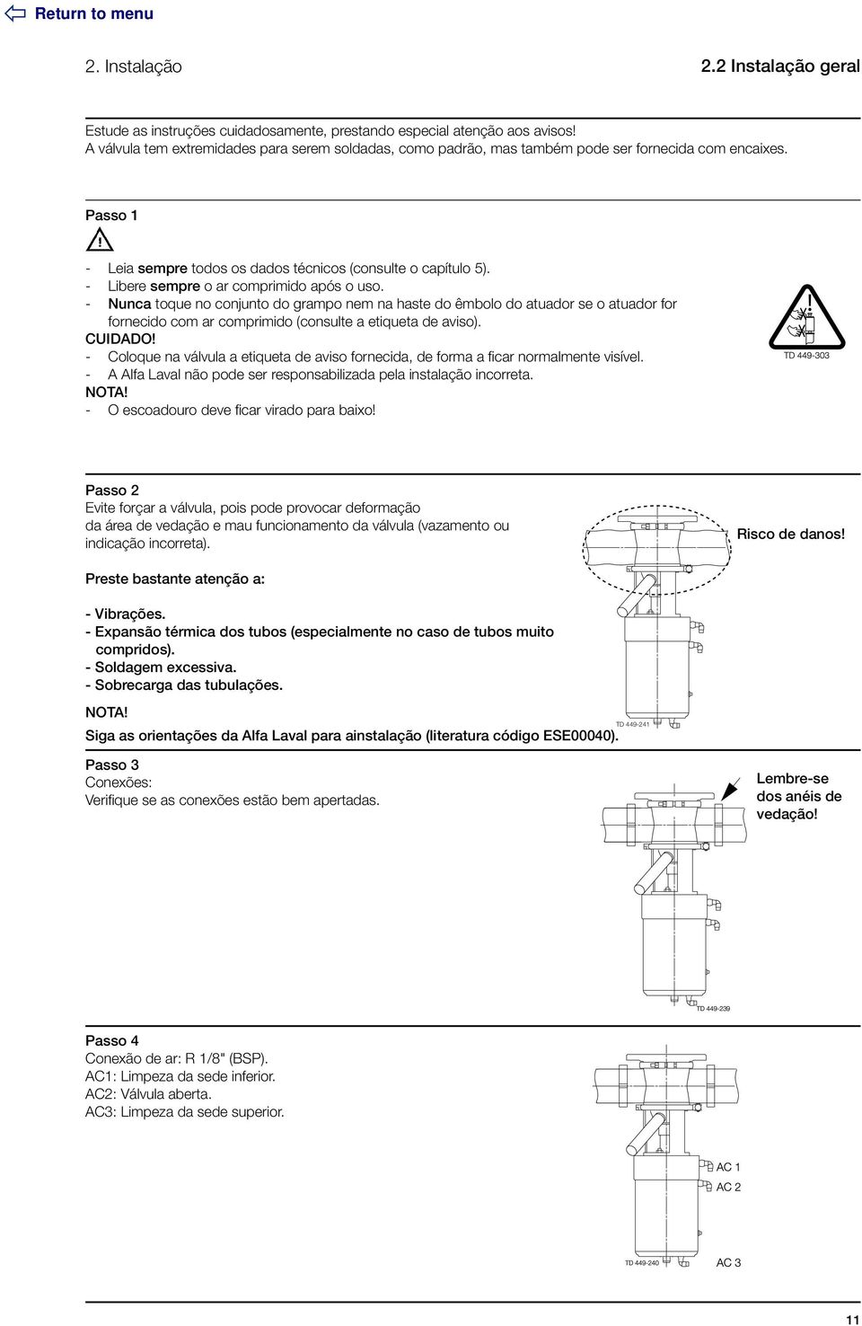 - Libere sempre o ar comprimido após o uso. - Nunca toque no conjunto do grampo nem na haste do êmbolo do atuador se o atuador for fornecido com ar comprimido (consulte a etiqueta de aviso). CUIDADO!