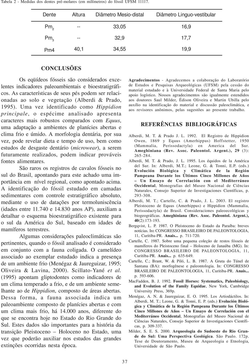 paleoambientais e bioestratigráficos. As características de seus pés podem ser relacionadas ao solo e vegetação (Alberdi & Prado, 1995).