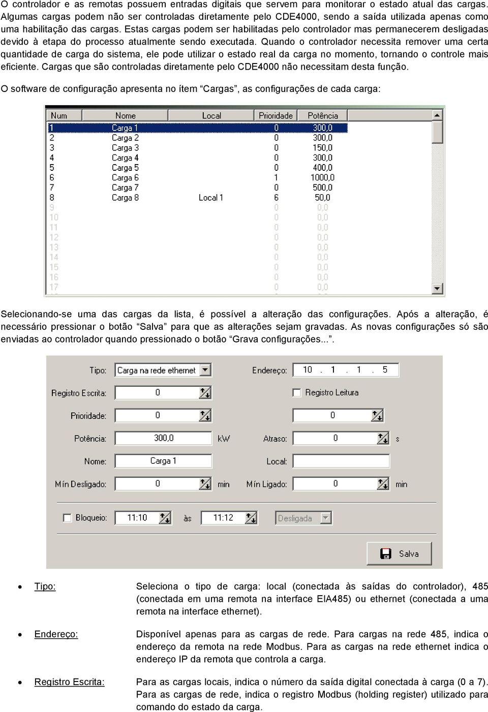 Estas cargas podem ser habilitadas pelo controlador mas permanecerem desligadas devido à etapa do processo atualmente sendo executada.