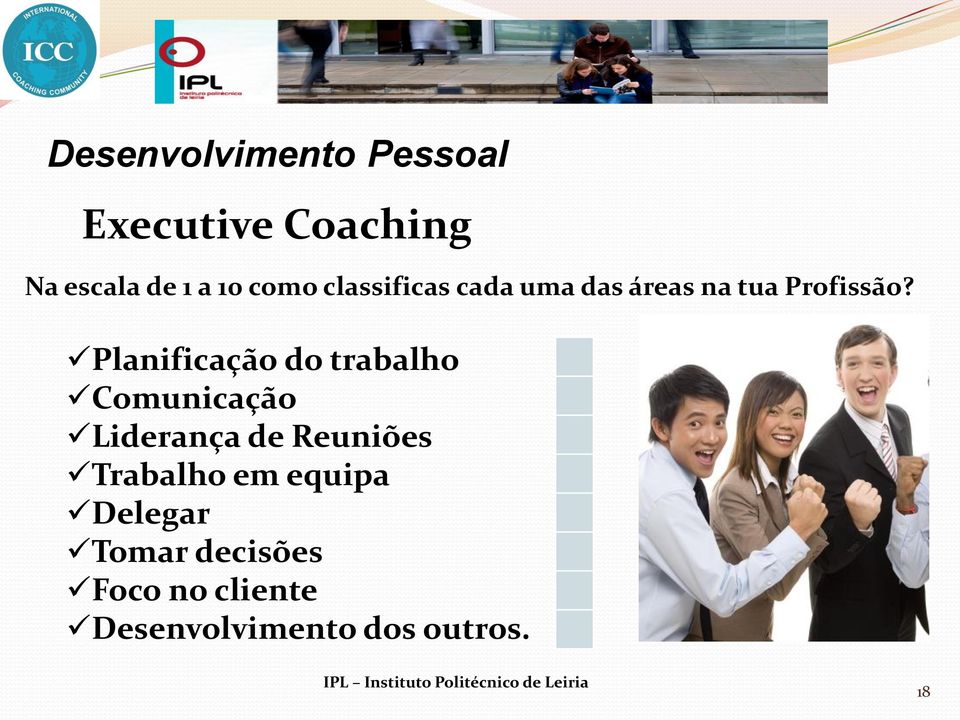 Planificação do trabalho Comunicação Liderança de Reuniões