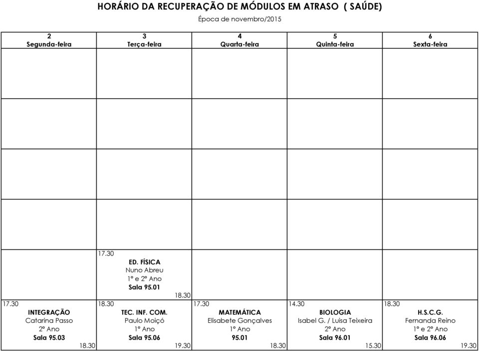 AÇÃO TEC. INF. COM. MATEMÁTICA BIOLOGIA H.S.C.G. Catarina Passo Paulo Moiçó Elisabete Gonçalves Isabel G.